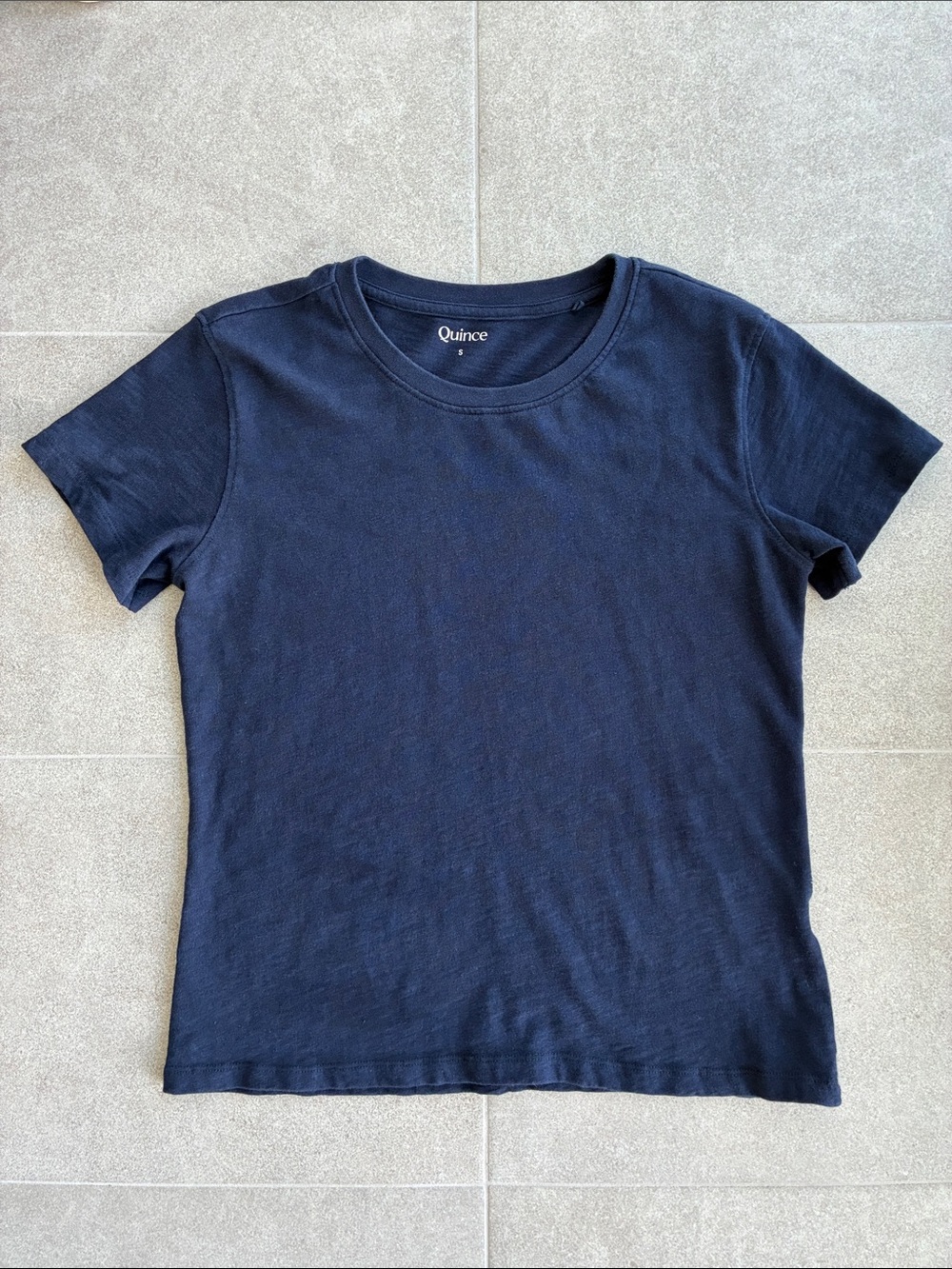 Quince Women's Navy Short-Sleeve Cotton Crew Tee Small